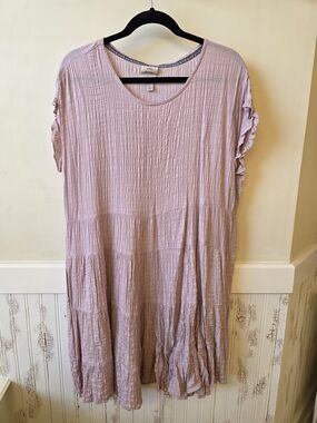 Knox Rose Women's Dusty Pink Gauze Tiered Dress